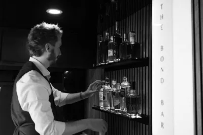 bar set-up at the bond bar