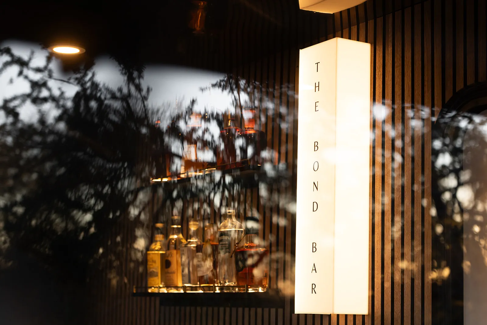 a glimps into the bond bar through a window